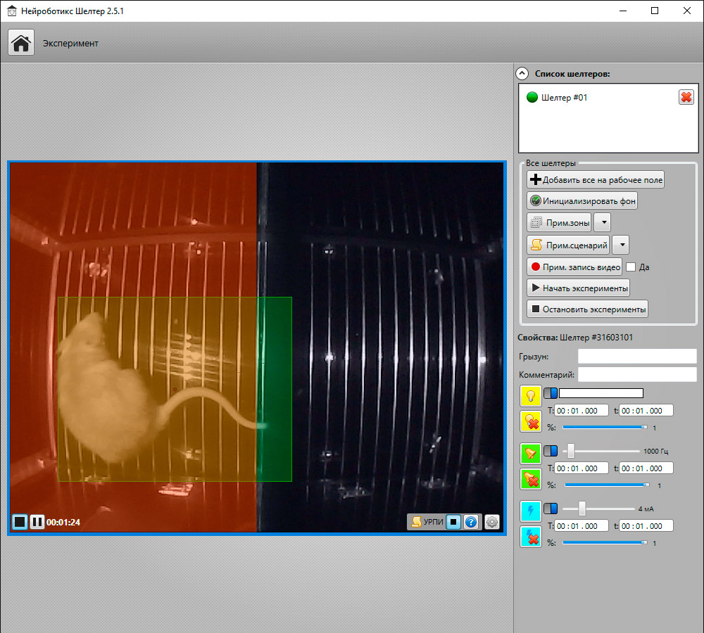 Neurobotix Shelter: carrying out experiments